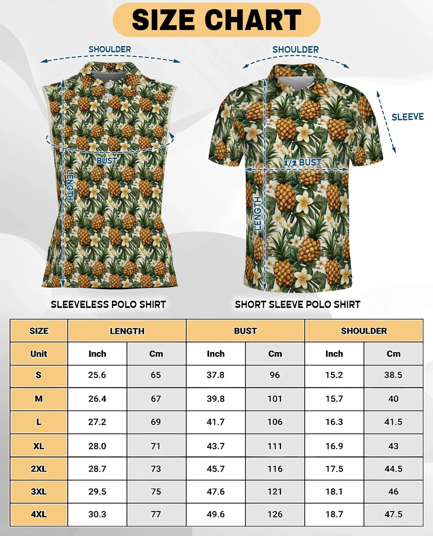 Golden Pineapple Sleeveless Polo Shirt for Women | Azhawaiian
