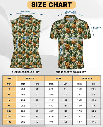 Golden Pineapple Sleeveless Polo Shirt for Women | Azhawaiian