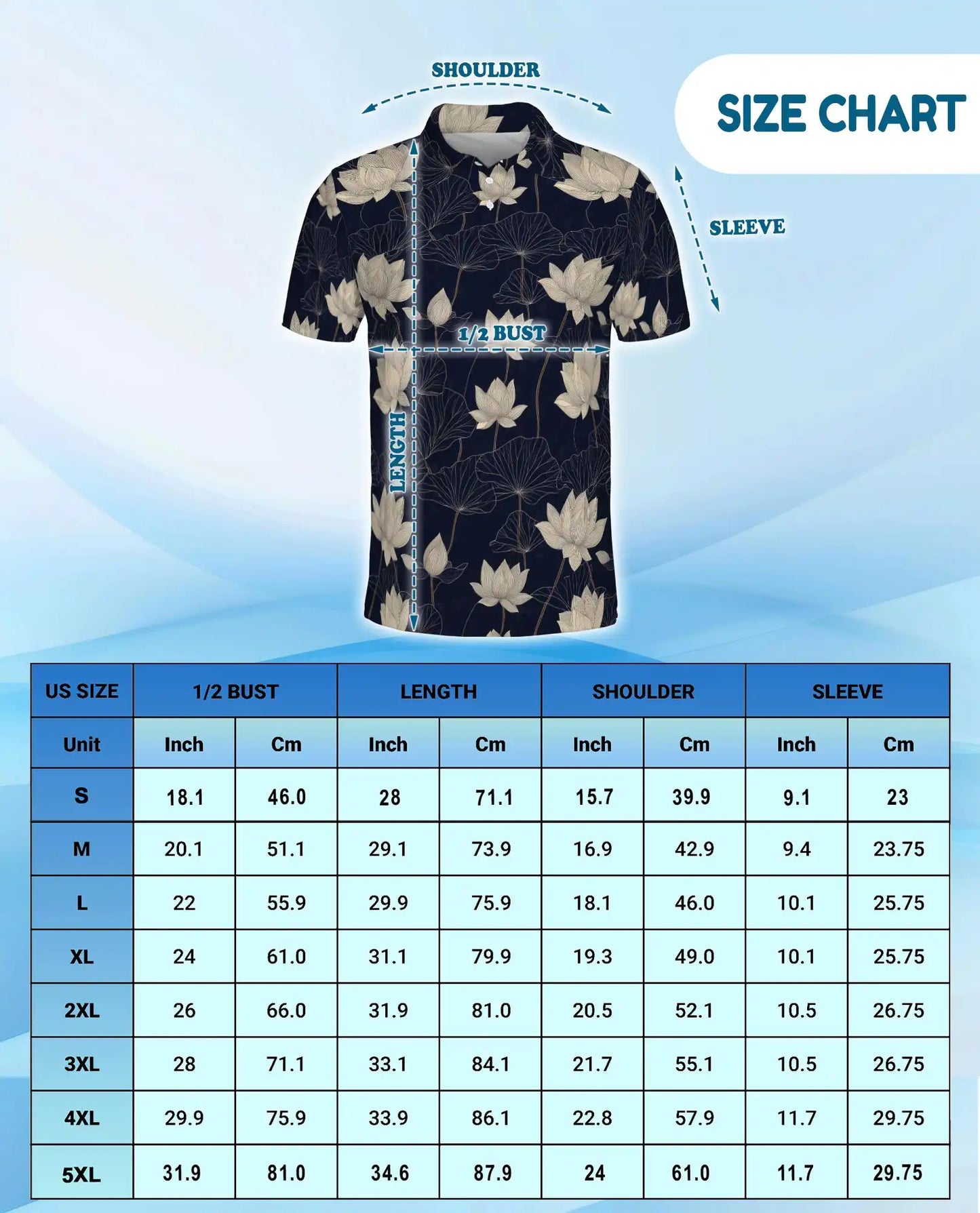 Lotus Flower Polo Shirt for Men, Elegant Botanical Style | Azhawaiian