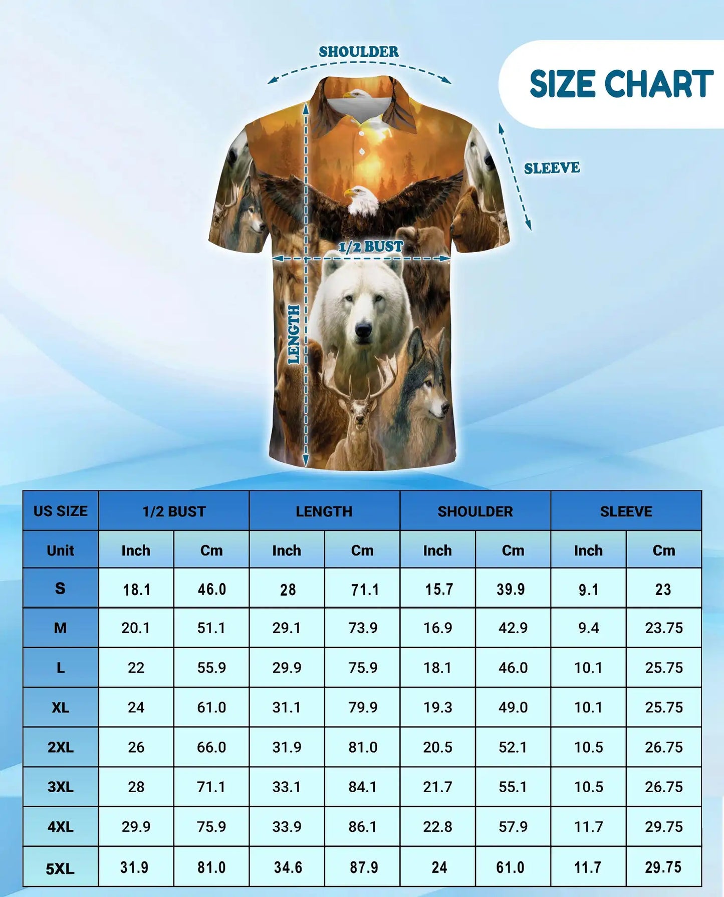 Wild Animal Forest Polo Shirt for Men, Majestic Wildlife Print | Azhawaiian