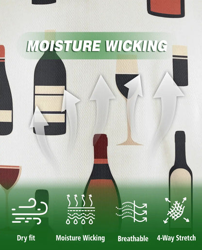 Wine Bottle Pattern 3D Polo Shirt for Men, Minimalist Vineyard Style | Azhawaiian