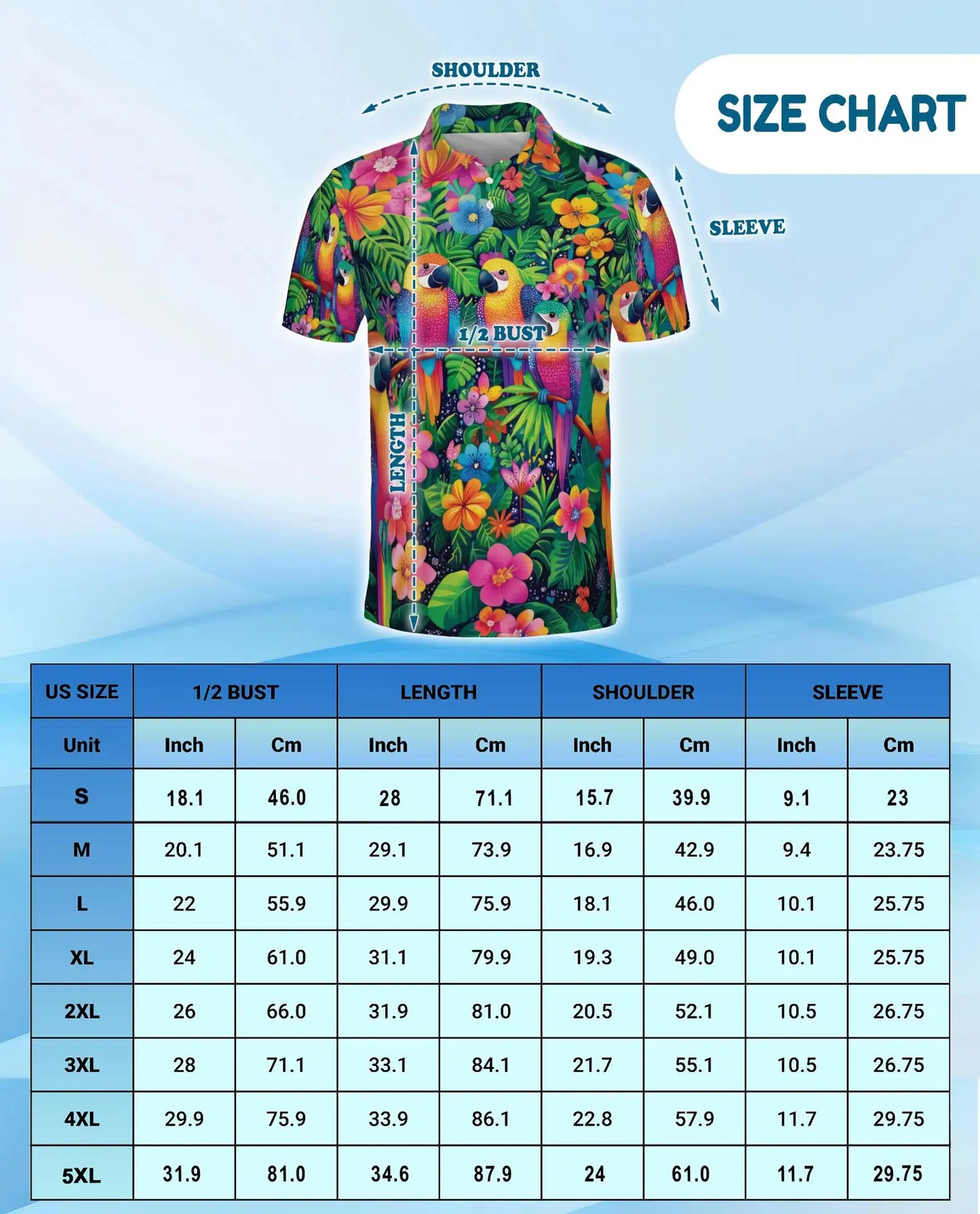 Rainbow Parrot Hawaiian Polo Shirt Tropical Bird Floral Design | Azhawaiian