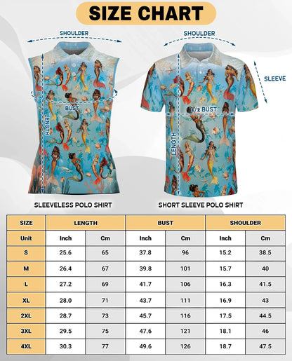Mermaid Sea Horse Coral Reef Sleeveless Polo Shirt for Women | Azhawaiian