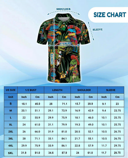 Fiesta Dinosaur Taco Hawaiian Polo Shirt-Funny Mexican Party Design | Azhawaiian