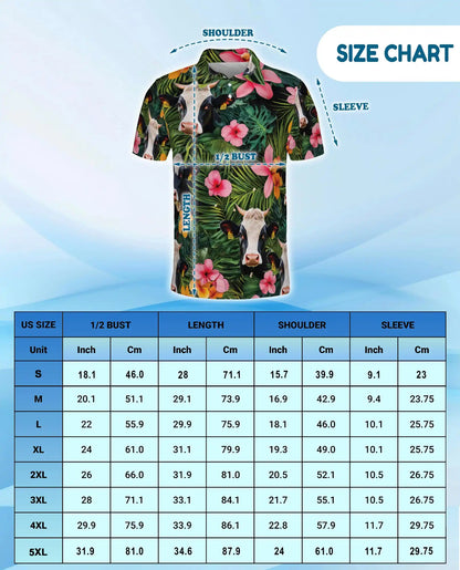 Holstein Cow Tropical Polo Shirt - Hawaiian Farm Animal Floral Design | Azhawaiian