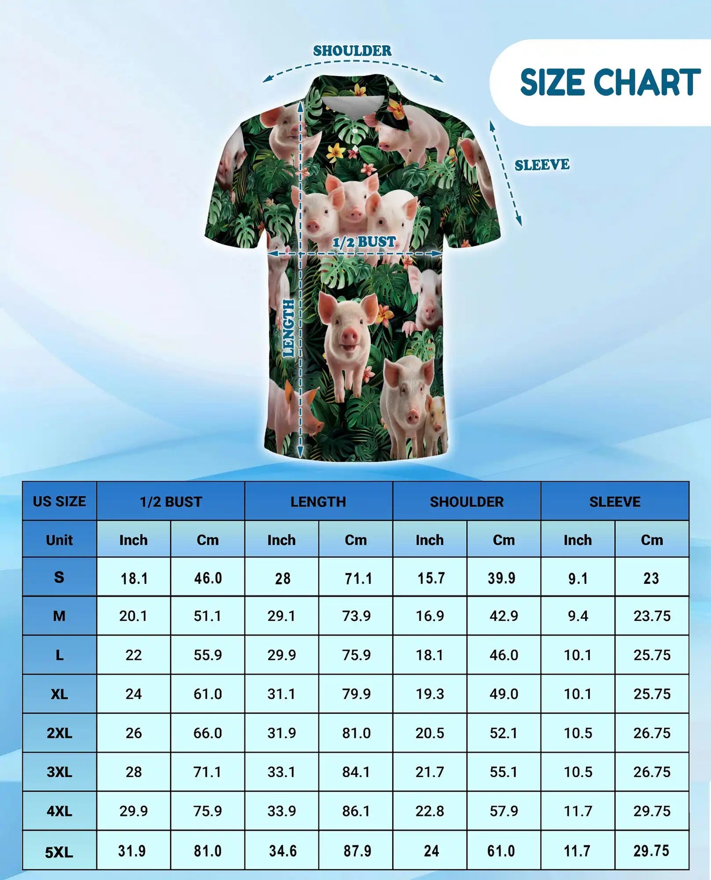 Tropical Pig Polo Shirt, Farm Animal Island Style | Azhawaiian