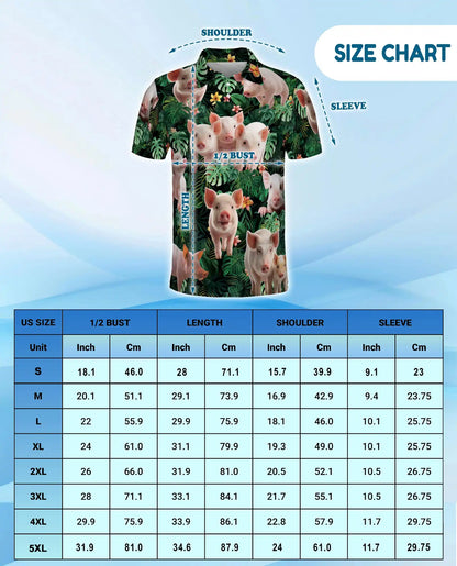 Tropical Pig Polo Shirt, Farm Animal Island Style | Azhawaiian