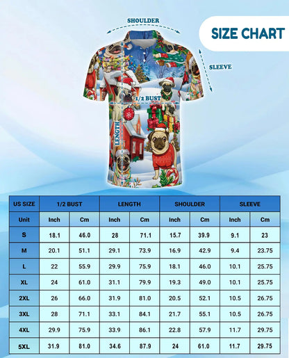 Christmas Pug 3D Polo Shirt for Men, Funny Holiday Dog Style | Azhawaiian