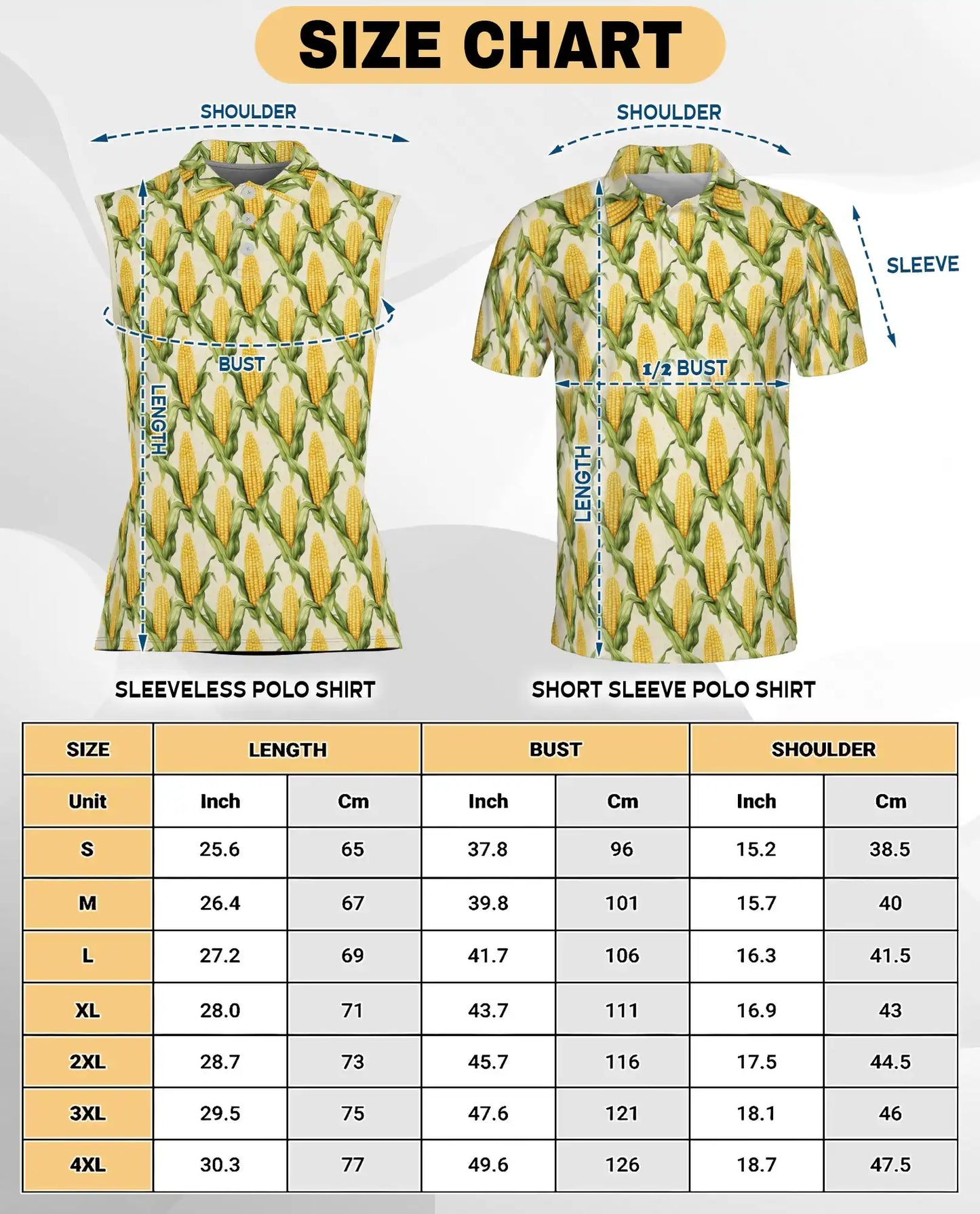 Sweet Corn Pattern Sleeveless Polo Shirt for Women, Cute Food Lover Style | Azhawaiian