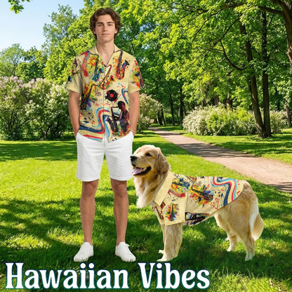 Saxophone Matching Dog Owner Hawaiian Shirts, Funny Pet Aloha Shirt for Beach Vacation - Azhawaiian