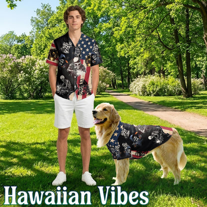 Patriotic Welder Matching Dog Owner Hawaiian Shirts, Funny Pet Aloha Shirt for Beach Vacation - Azhawaiian