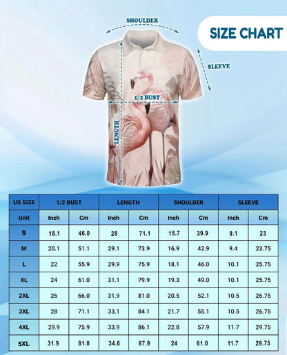 Pink Flamingo 3D Printed Polo Shirt for Men, Summer Tropical Shirt | Azhawaiian