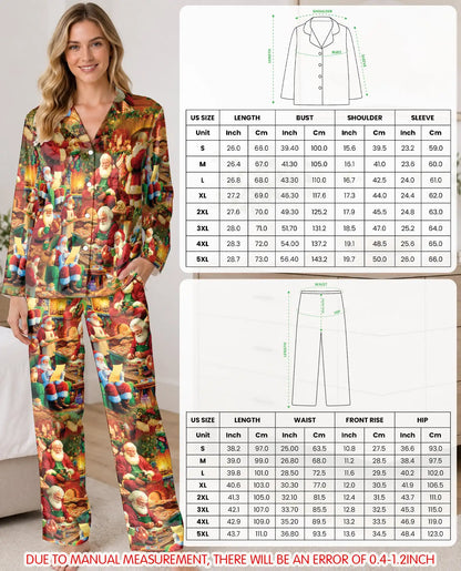 Christmas Santa Pajama Set for Women, Santa Claus Holiday Sleepwear with Cozy Winter Design