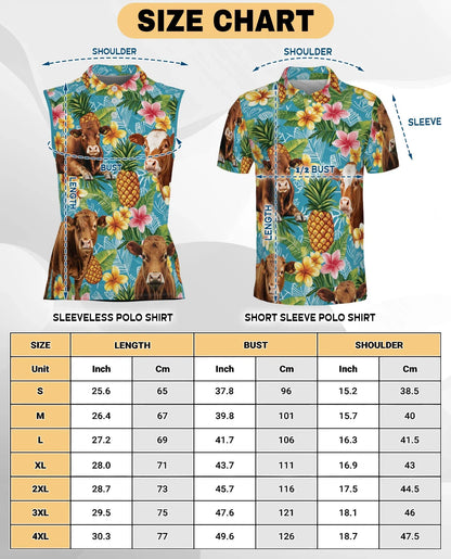 Red Angus Cattle Lovers Pineapple Sleeveless Polo Shirt for Women | Azhawaiian