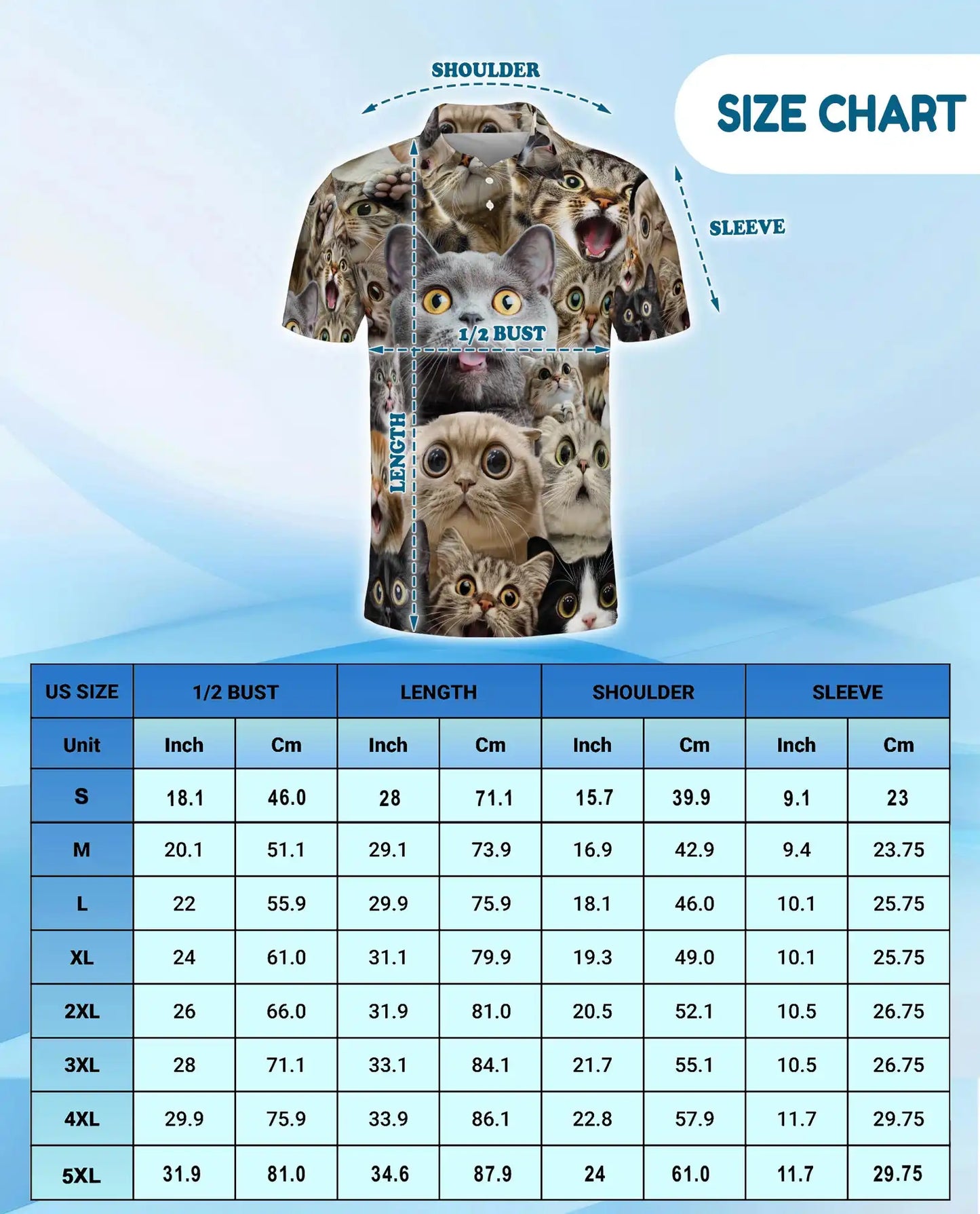 Funny Cat Faces Polo Shirt for Men - Cute Cat Lover | Azhawaiian