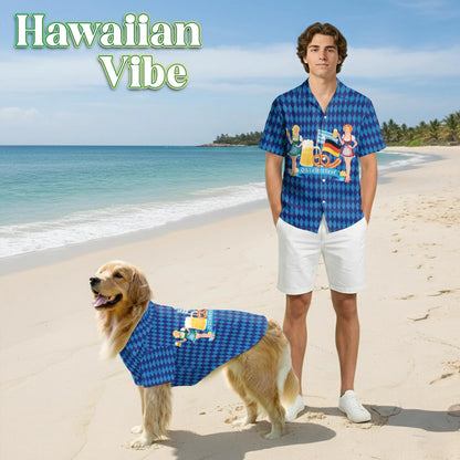 Oktoberfest Beer Celebration Print Matching Dog Owner Hawaiian Shirts, Funny Pet Aloha Shirt for Beach Vacation - Azhawaiian