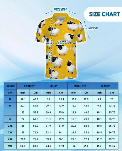 Cute Sheep Polo Shirt for Men, Farm Animal Style | Azhawaiian
