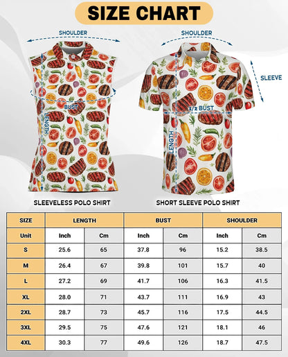 BBQ Pattern Sleeveless Polo Shirt for Women | Azhawaiian