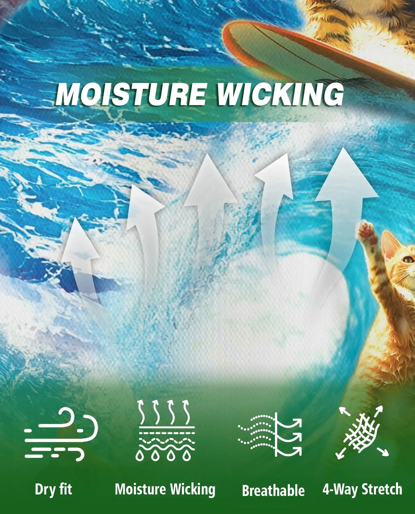 Surfing Cat 3D Polo Shirt for Men, Funny Beach Summer Style | Azhawaiian