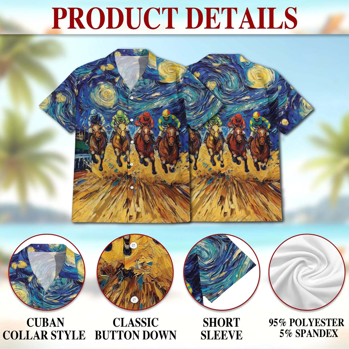 Horse Racing Art Hawaiian Shirt - Jockey Racing Impressionist Design | Azhawaiian