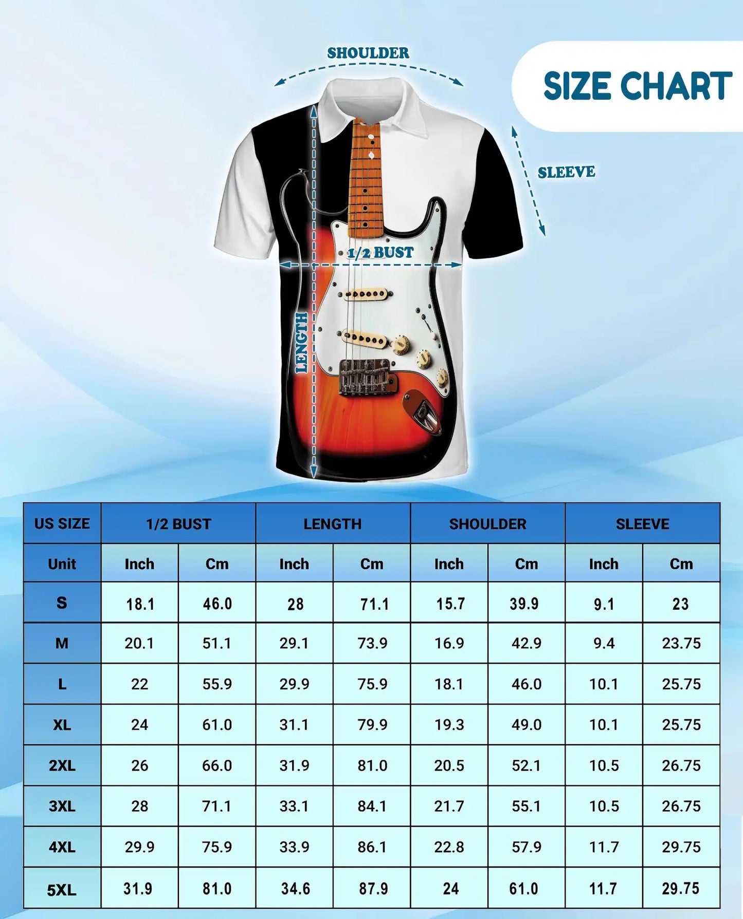 Electric Guitar Polo Shirt - Classic Rock Musician Style | Azhawaiian