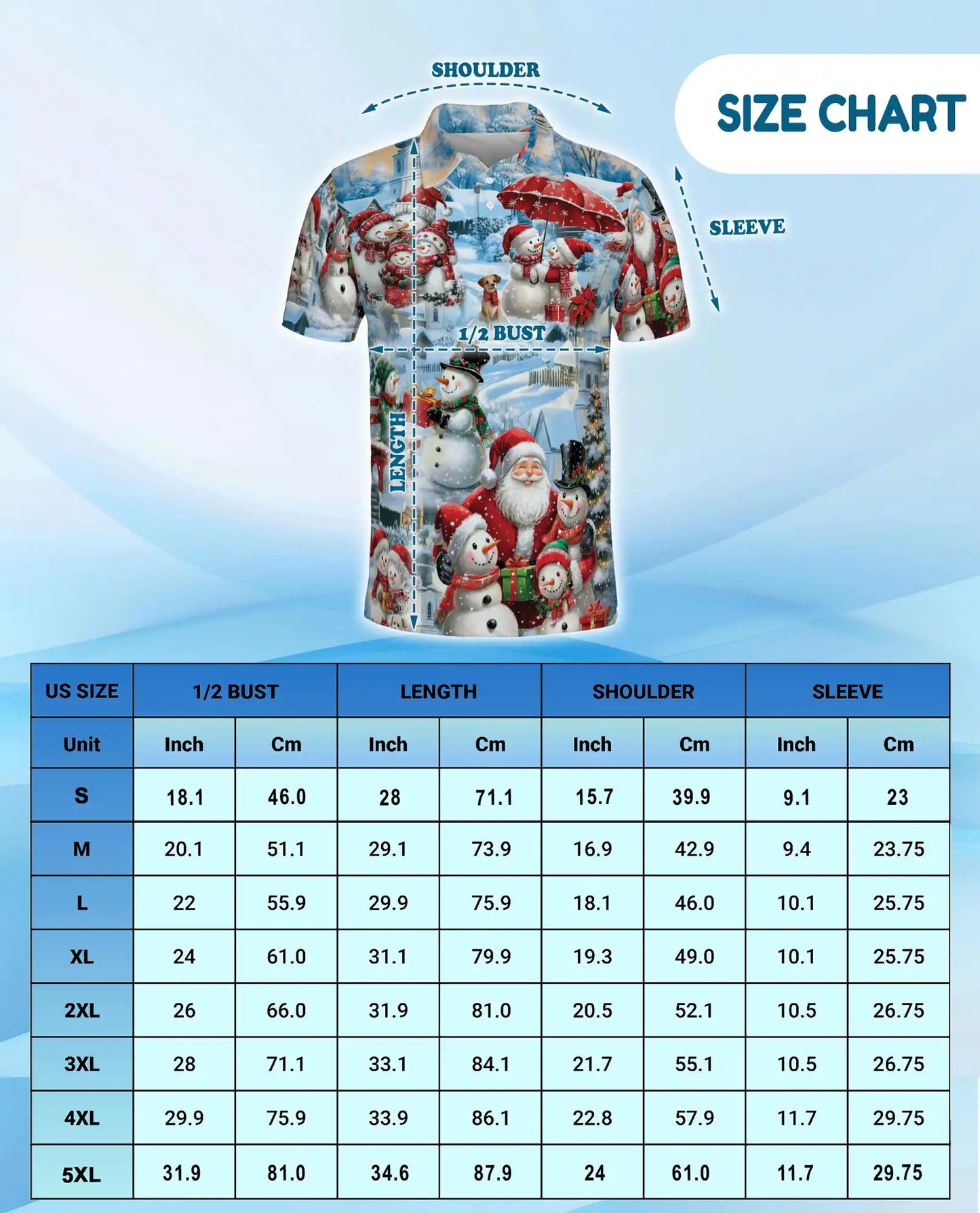 Snowman Christmas Polo Shirt, Winter Holiday Print | Azhawaiian