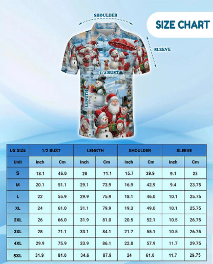Snowman Christmas Polo Shirt, Winter Holiday Print | Azhawaiian