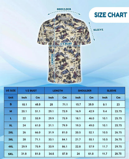 Goat Island Polo Shirt for Men, Tropical Animal Vacation Style | Azhawaiian