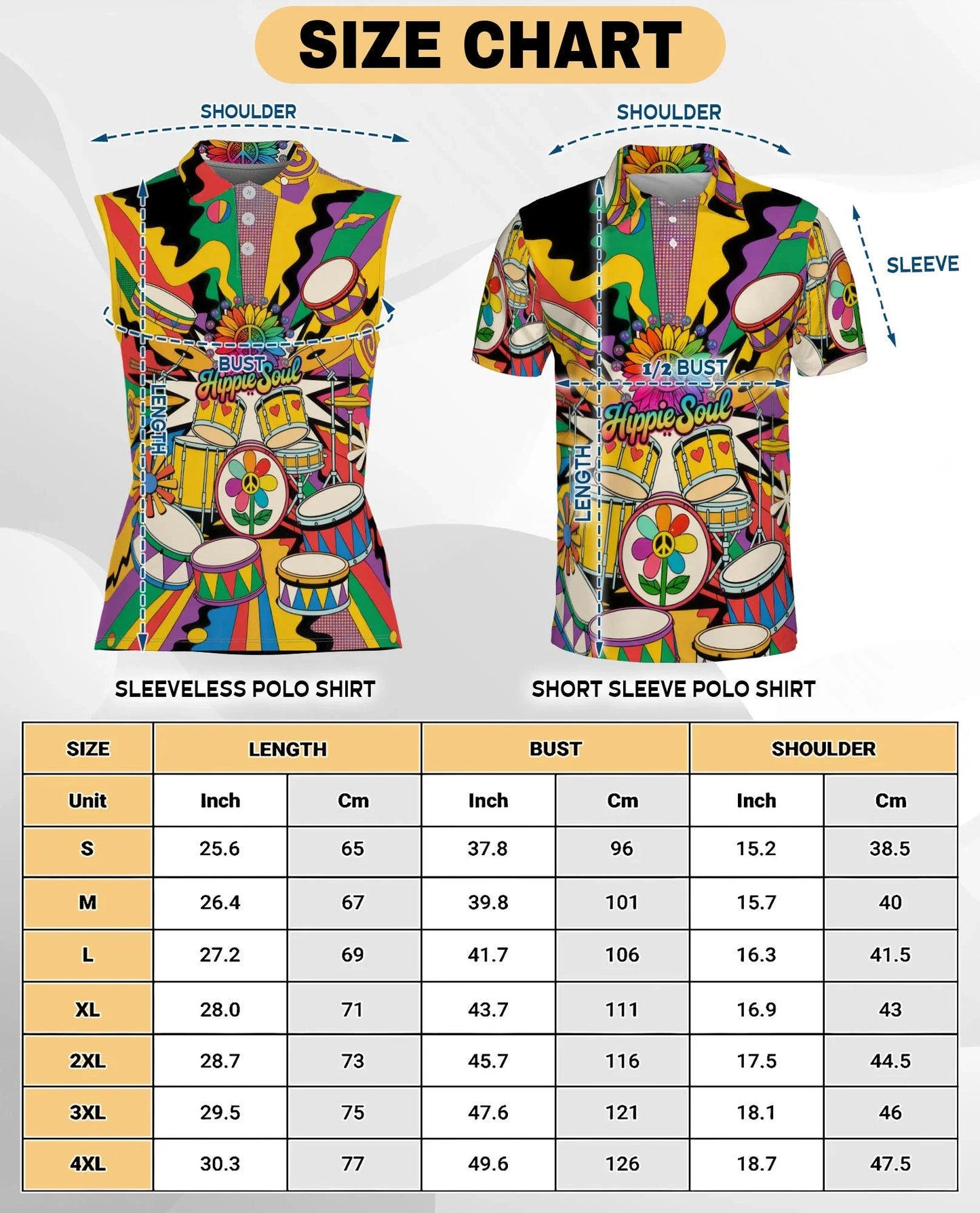 Peace Love Drums Sleeveless Polo Shirt for Women | Azhawaiian