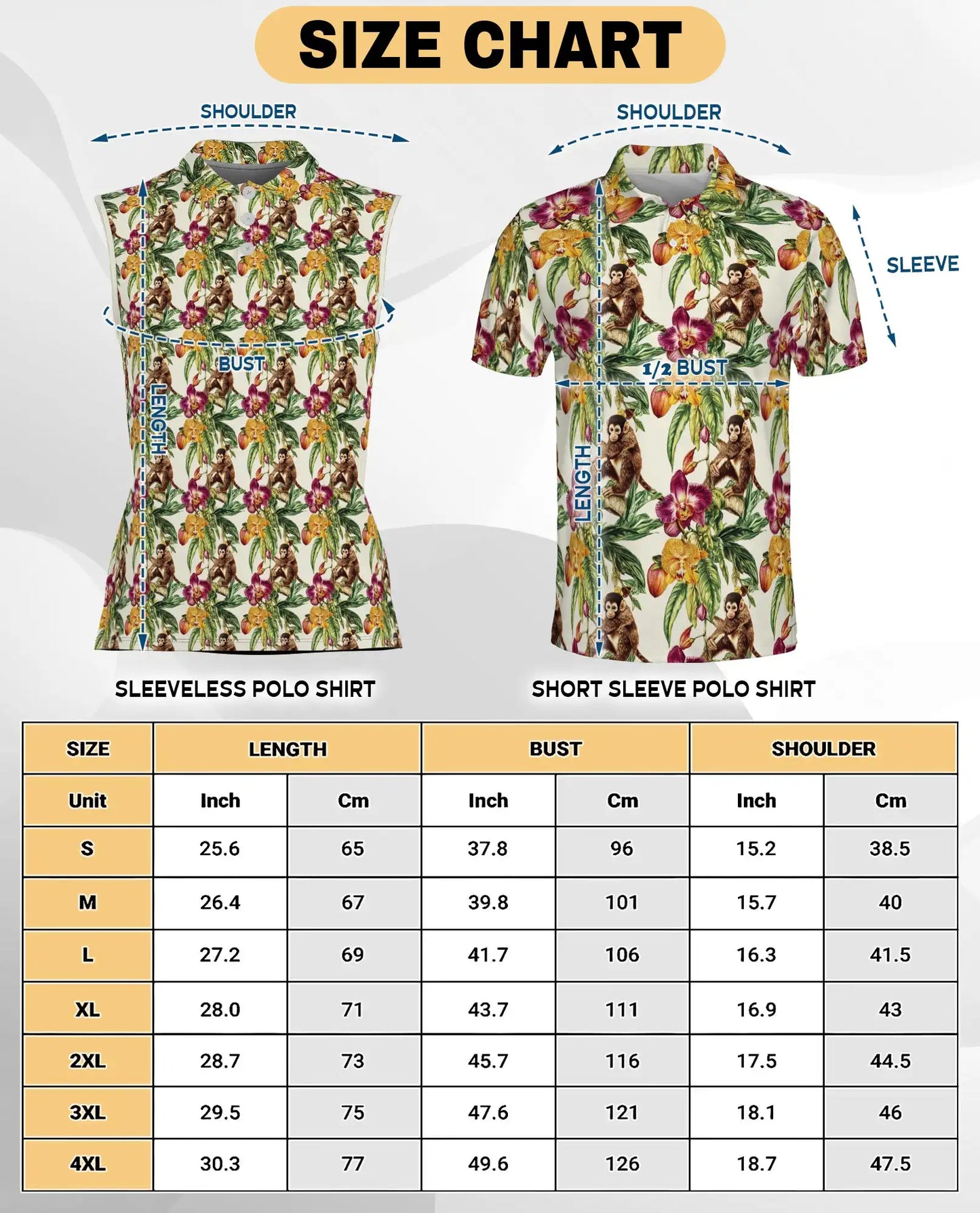 Tropical Monkey Sleeveless Polo Shirt for Women, Cute Jungle Animal Style | Azhawaiian