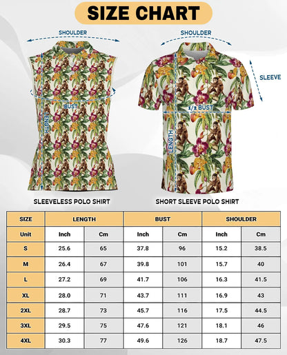 Tropical Monkey Sleeveless Polo Shirt for Women, Cute Jungle Animal Style | Azhawaiian