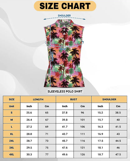 Colorful Sunset Palm Tree Sleeveless Polo Shirt for Women | Azhawaiian