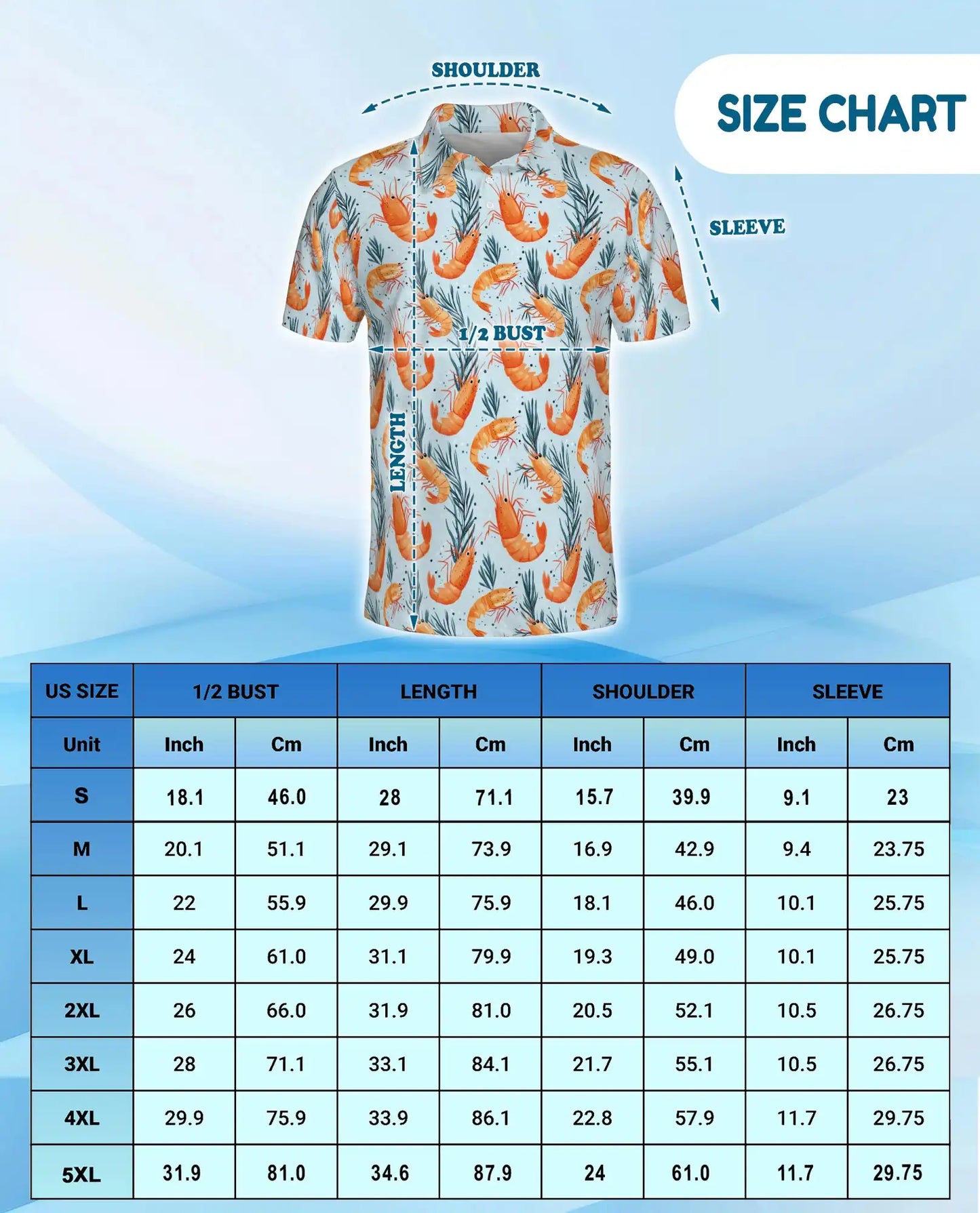 Tropical Shrimp Polo Shirt for Men - Coastal Seafood Hawaiian Summer | Azhawaiian
