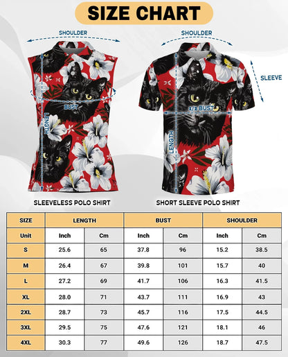 Black Cat Sleeveless Polo Shirt for Women | Azhawaiian