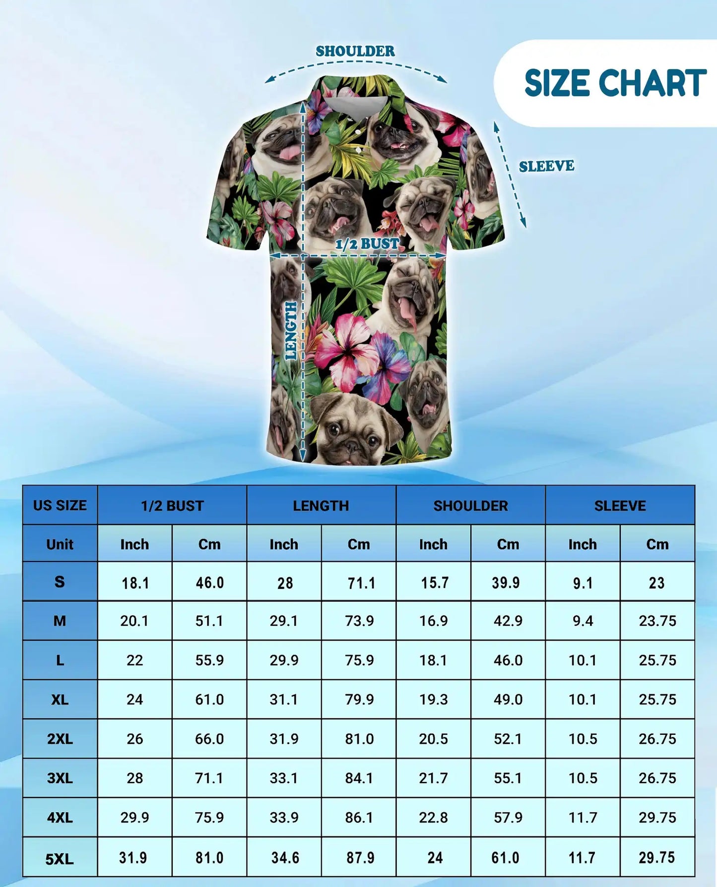 Tropical Pug Dog Polo Shirt - Hawaiian Pet Lover Style | Azhawaiian