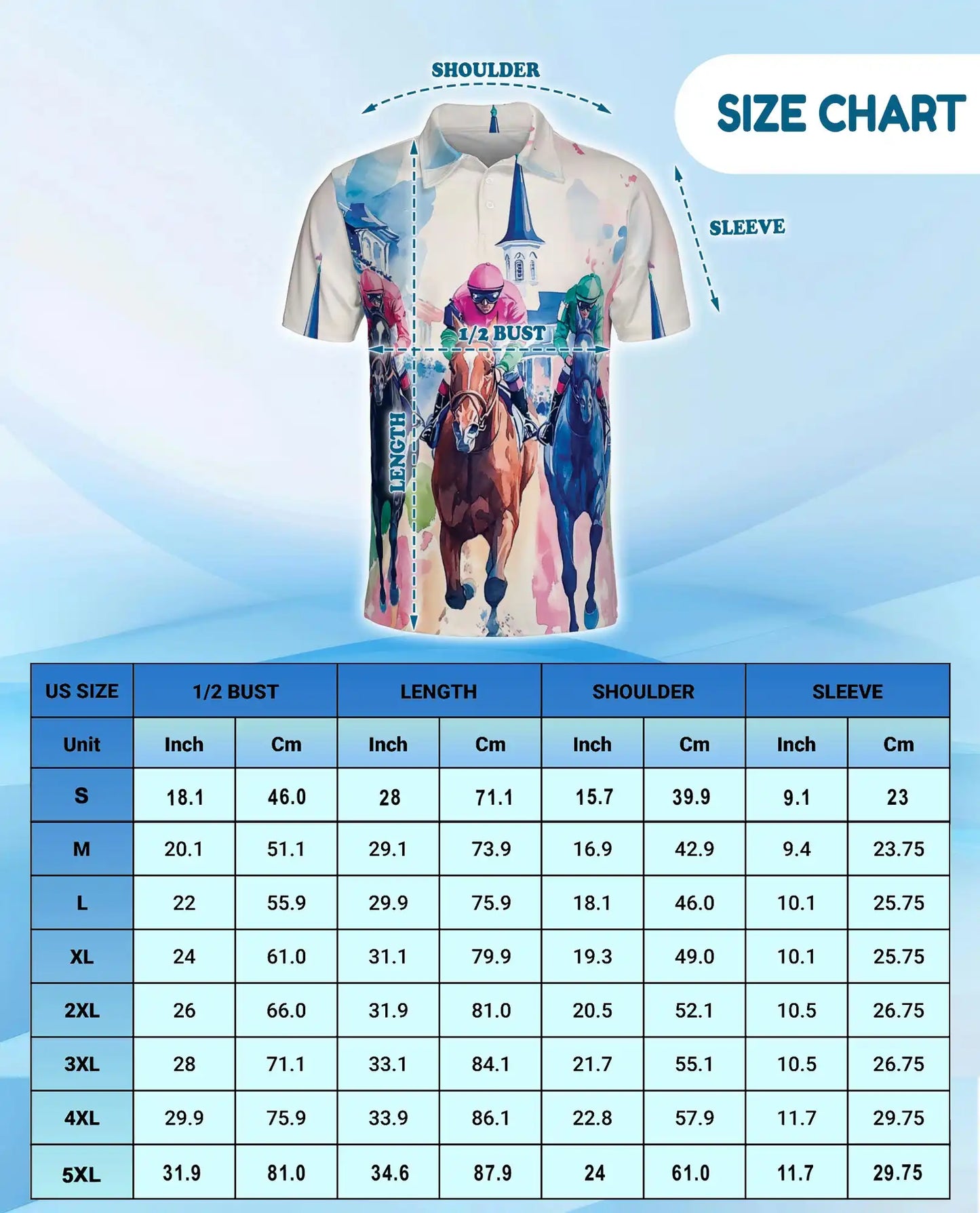 Horse Racing Polo Shirt - Watercolor Derby Jockey Style | Azhawaiian