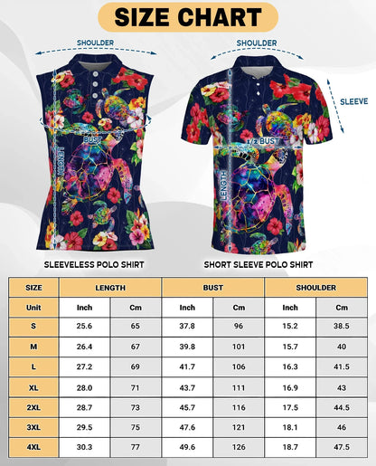 Turtle In Tropical Sleeveless Polo Shirt for Women, Ocean Island Style | Azhawaiian