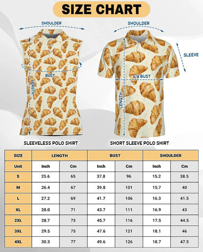 Croissant Pattern Sleeveless Polo Shirt for Women, Cute Bakery Food Style | Azhawaiian