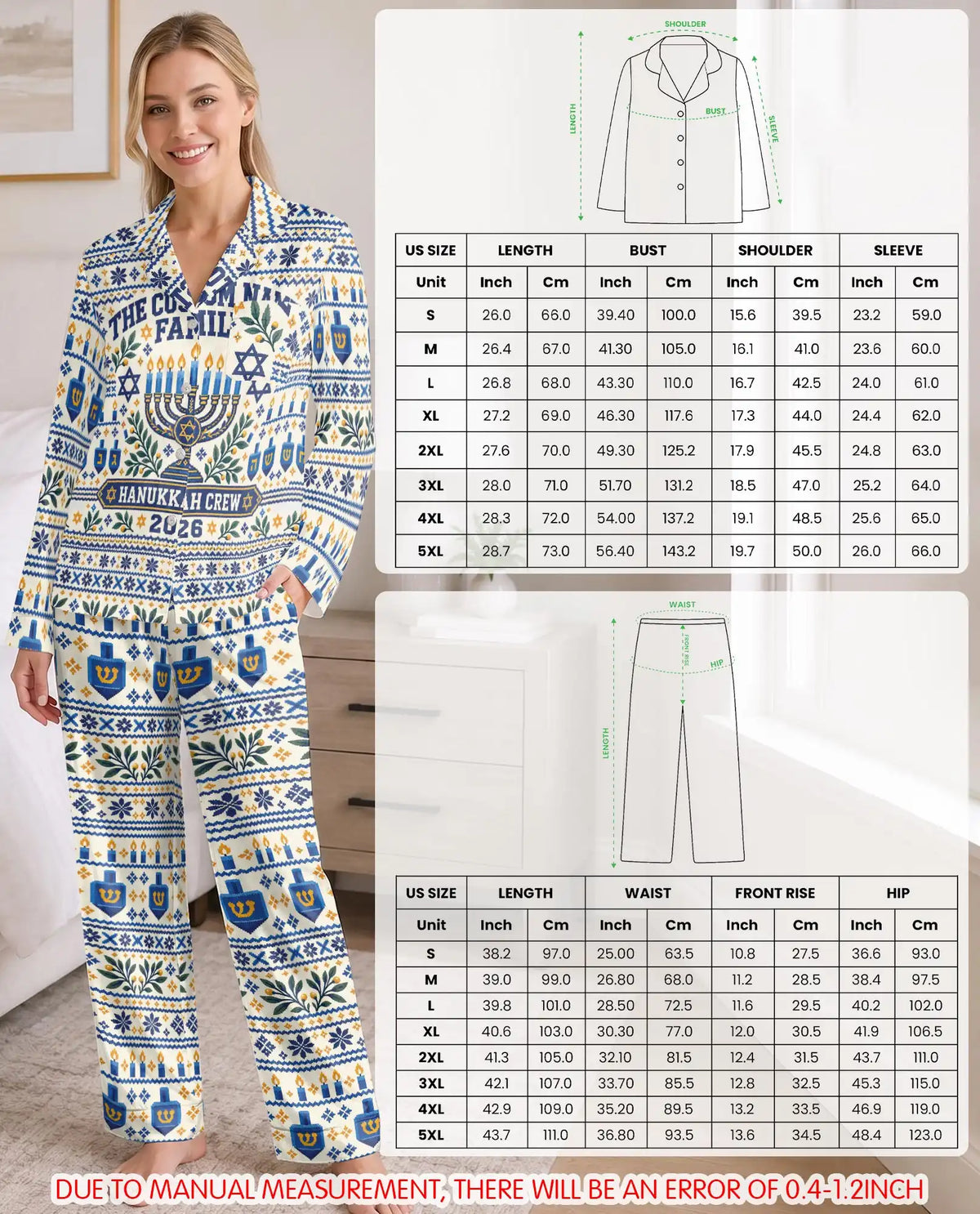 Personalized Hanukkah Family Pajama Set for Women – Custom Family Name & Year