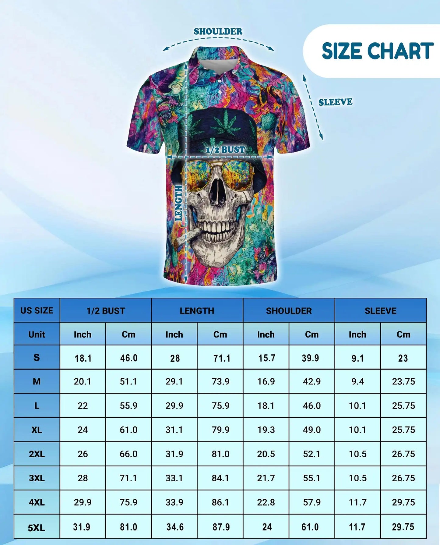 Skull Colorful Trippy Polo Shirt for Men, Vibrant Art Print | Azhawaiian