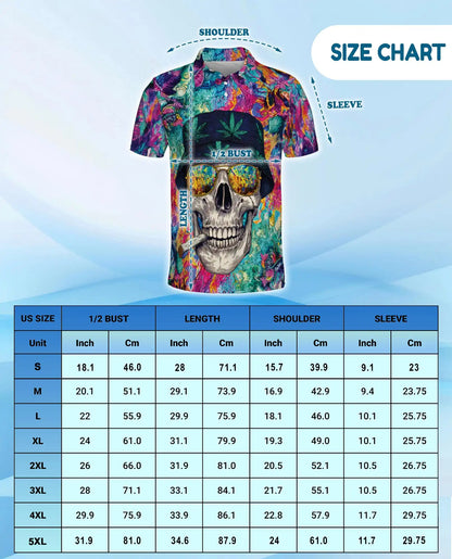 Skull Colorful Trippy Polo Shirt for Men, Vibrant Art Print | Azhawaiian