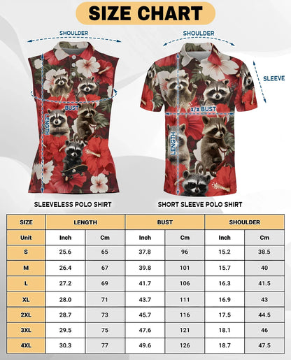 Tropical Hibiscus Raccoon Sleeveless Polo Shirt for Women | Azhawaiian
