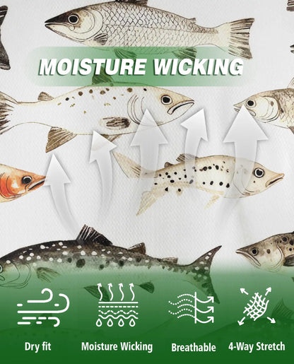 Freshwater Fish Species Polo Shirt for Men- Angler Fish Pattern | Azhawaiian
