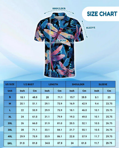 Dragonfly Tropical Polo Shirt for Men, Colorful Dragonfly Print | Azhawaiian