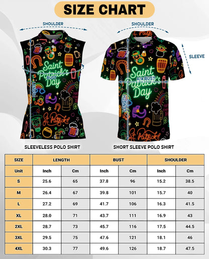 Saint Patrick's Day Neon Sleeveless Polo Shirt for Women | Azhawaiian