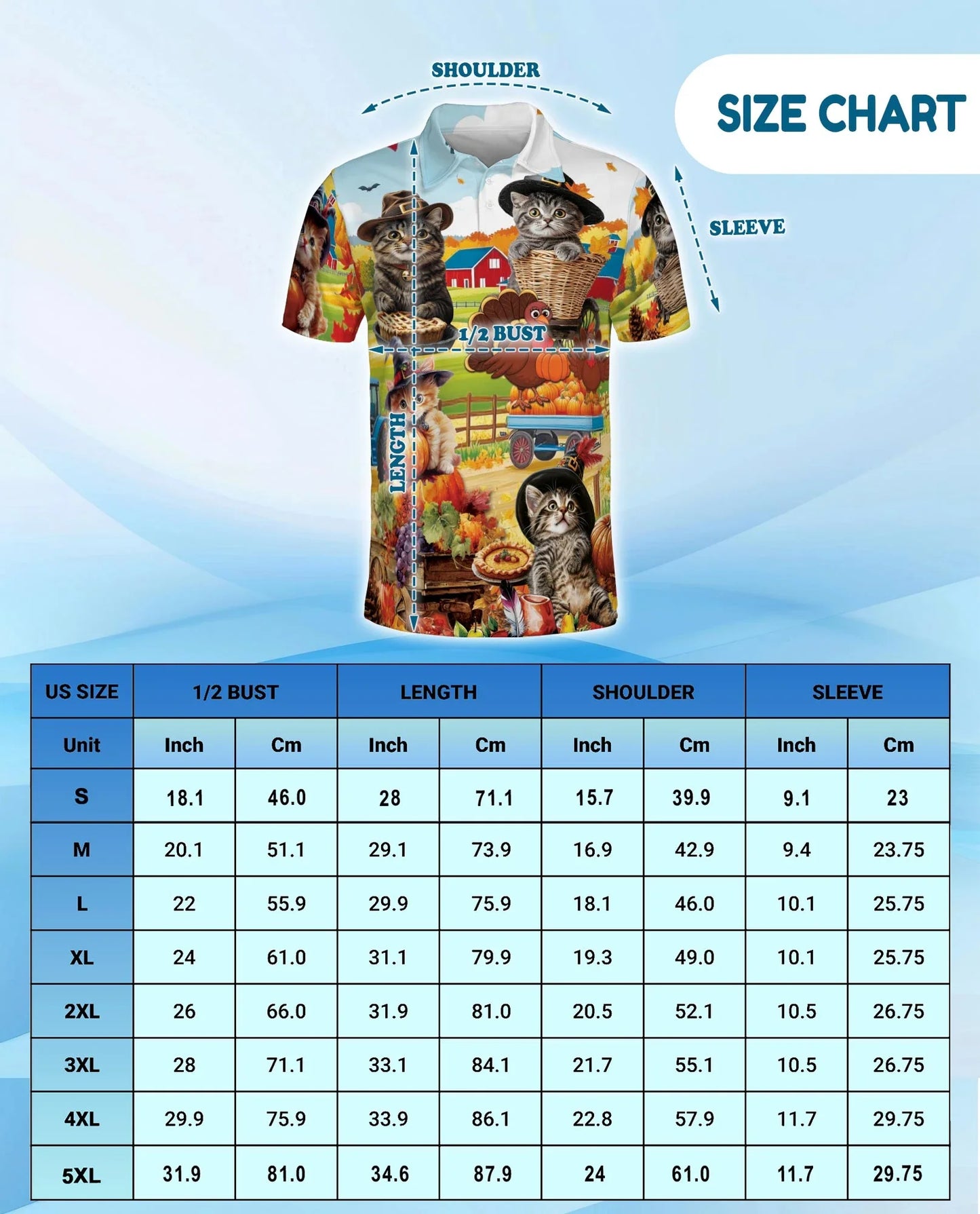 Thanksgiving Cat Polo Shirt for Men, Cute Fall Holiday Style | Azhawaiian
