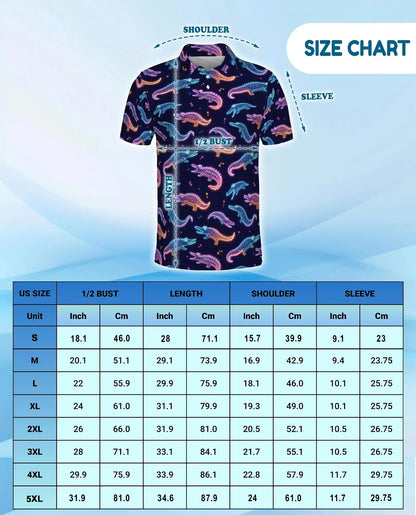 Neon Crocodile Polo Shirt for Men, Night Party Style | Azhawaiian