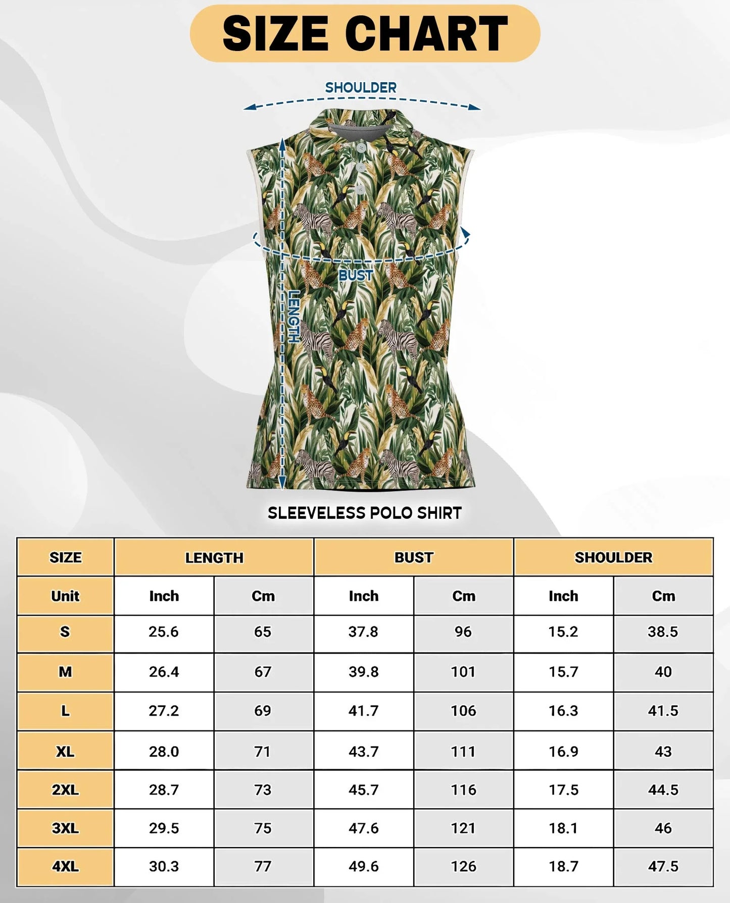 Tropical Summer Wild Animals Plants Sleeveless Polo Shirt for Women | Azhawaiian