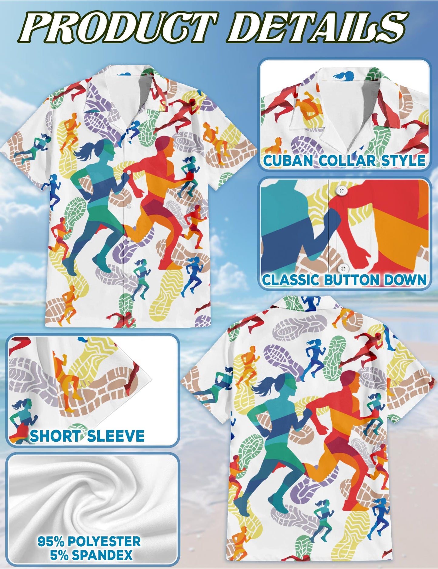 Running Hawaiian Shirt for Men, Button Down Aloha Shirt - Azhawaiian