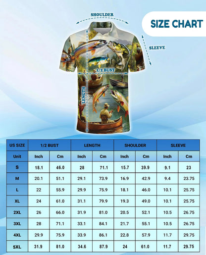 Trout Fishing Polo Shirt for Men, Outdoor Angler Style | Azhawaiian